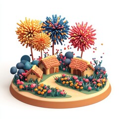 Wall Mural - Isometric Illustration of 3d Uganda with firework in new year icon