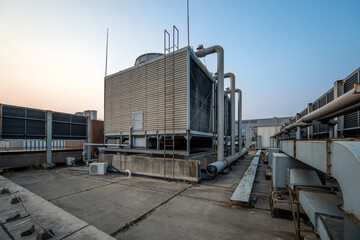 Poster - Industrial Rooftop HVAC System at Sunset