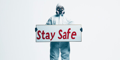 Wall Mural - Man in hazmat suit with 