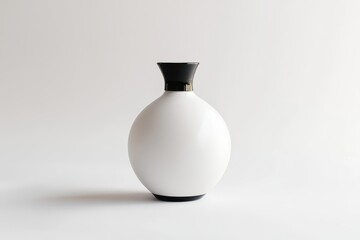 Wall Mural - A sleek, modern vase with a rounded white body and black neck, ideal for decorative purposes.