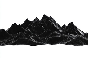 Wall Mural - A stylized black mountain range with smooth, flowing lines against a white background.