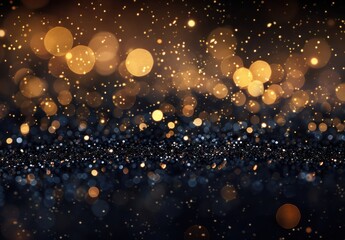 Canvas Print - Golden Bokeh Lights with Black Glitter