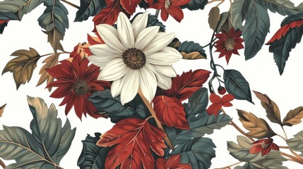 Sticker - An elegant pattern with beautiful daisies 