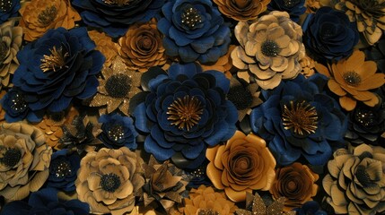 Sticker - A set of navy blue and rust orange wedding bouquets 