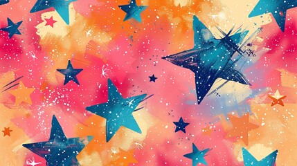 An illustrative hand-drawn concept starry artwork with room for text and a bright color scheme on a simple background, Generative AI.