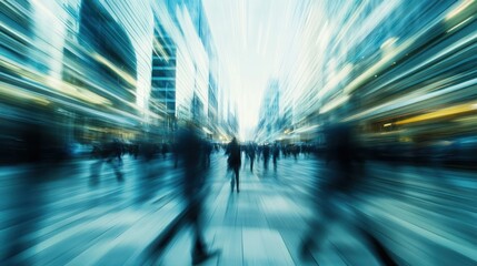 Abstract Motion Blur of People Walking in a City Street