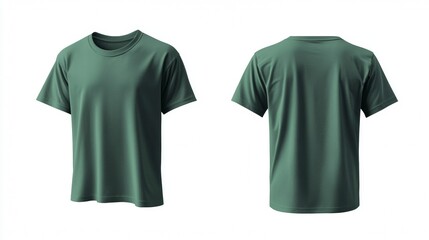 Blank green short sleeve t-shirt mockup on white background