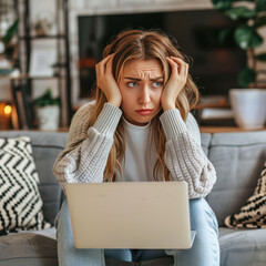 Wall Mural - young businesswoman suffering from headache