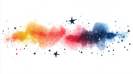 Wall Mural - colorful watercolor background with stars and space for text