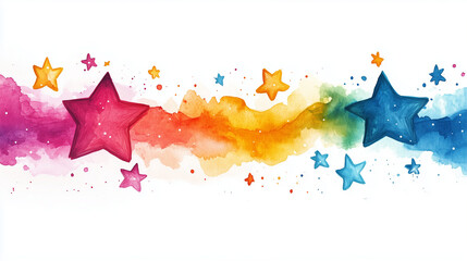 Wall Mural - colorful watercolor background with stars and space for text