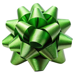 Wall Mural - Shiny green gift bow with a smooth, reflective surface. This elegant bow adds a festive touch to any gift, perfect for Christmas or other special occasions. Isolated on transparent background, png.