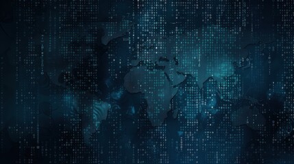 Wall Mural - blue map of the world on a dark background