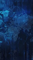 Wall Mural - blue map of the world on a dark background