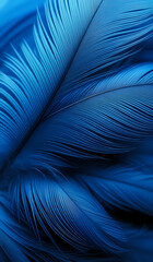 Close up of an blue feather background texture illustration. AI Generated