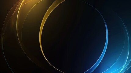 Sticker - Abstract design featuring smooth, flowing lines with a gradient of colors from gold to blue on a dark background