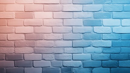 A textured brick wall with a gradient of blue and orange hues, perfect for backgrounds and creative designs.