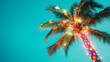 © Blue_Utilities - A vibrant palm tree with colorful lights against a clear blue sky