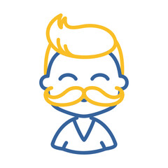 Man boy with mustache avatar vector icon