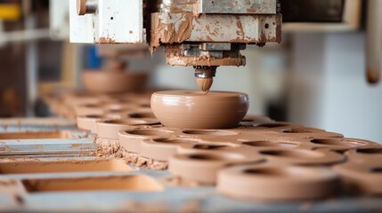 Wall Mural - Clay Molding Machine in Action