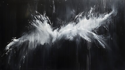 Wall Mural - Abstract Black and White Splashes of Paint on Canvas