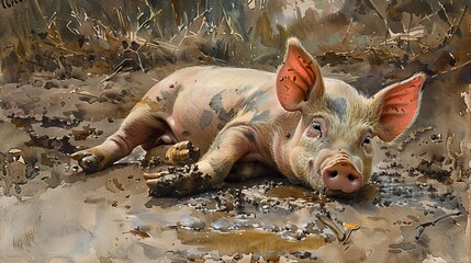 Canvas Print - Piglet in the Mud