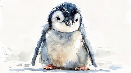 Poster - Watercolor Painting of a Baby Penguin