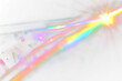 © shahadatarman 0 - Surreal aura rainbow laser light refraction texture overlay effect on white wall,Blurred rainbow refraction overlay effect Light leak transparent background