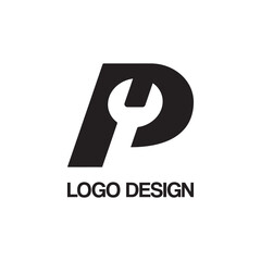 Wall Mural - simple black letter p setting for logo design