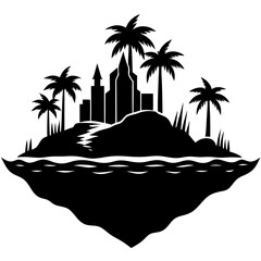 An island silhouette vector illustration 