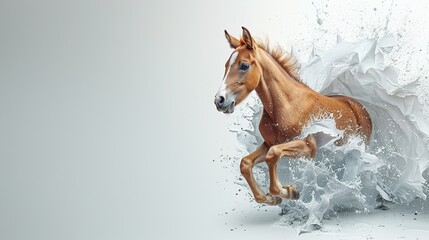 Sticker - Foal Leaping Through White Splash