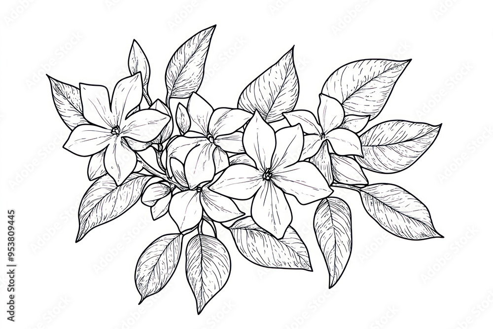Jasmine Flower Illustration Coloring Page. coloring page for kids ...