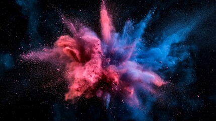 Colorful Powder Explosion on Black Background, Freeze Motion, Abstract Art Generative AI