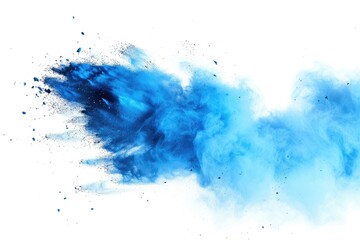 Wall Mural - Freeze motion of blue dust explosion isolated on white background