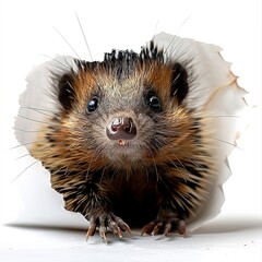 Canvas Print - Curious Hedgehog Peeking Through Hole