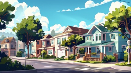 Wall Mural - residential area with sleek apartment buildings next to cozy cottages.