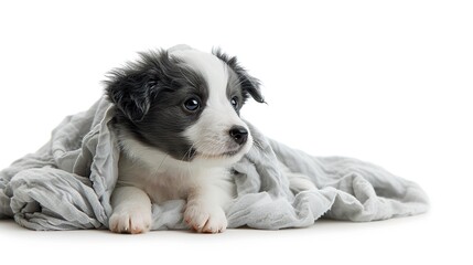 Poster - Cute Puppy Wrapped in Blanket