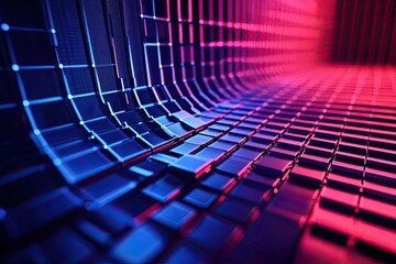 Wall Mural - a vibrant digital landscape featuring abstract shapes in blue and pink hues, creating a futuristic v