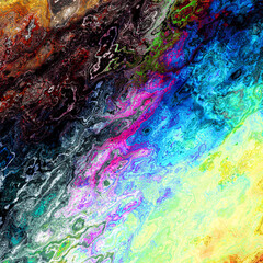 Poster - TV noise static effect, abstract glitch background. Fractal digital art pattern