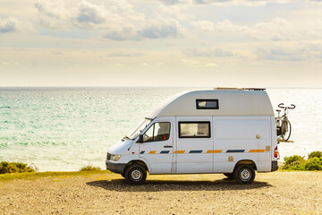 Poster - Caravan van camping on sea shore