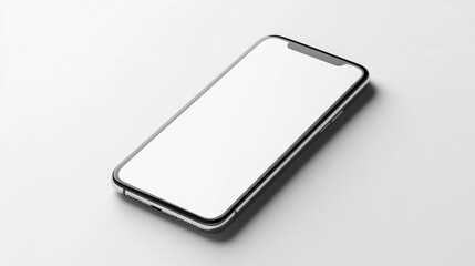 Canvas Print - A Modern Smartphone with Blank White Screen on a White Background