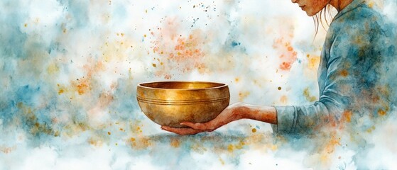 Wall Mural - Singing Bowl Meditation Session Buddhism Religion Spiritual Symbol