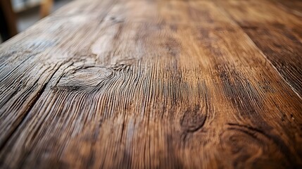 Wall Mural - Weathered Rustic Wooden Table with Aged Texture and Cracks for Vintage Home Decor