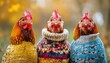 © DruZhi Art - Funny Three Chickens Wearing Adorable Knit Sweaters
