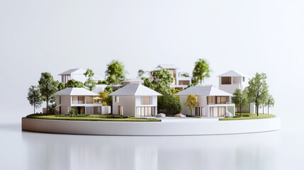 Wall Mural - Mocap of innovative energy-efficient housing models arranged on a bright pedestal