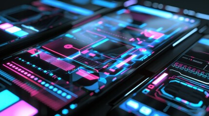 Futuristic Technology Interface with Neon Lights