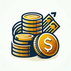 Free  Money vector money photo Gold coins and banknotes 3d cartoon style icon black Friday 