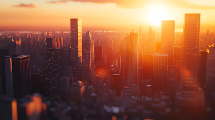 Poster - city ​​at sunset