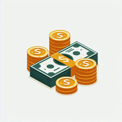 Free  Money vector money photo Gold coins and banknotes 3d cartoon style icon black Friday 
