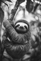 Canvas Print - Sloth Hanging from Tree Branch