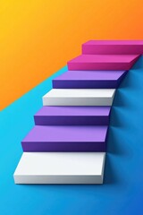 Canvas Print - Staircase on Blue and Orange Background